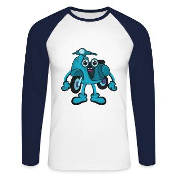Roller Moped Scooter - Unisex Baseballshirt langarm - Weiß/Navy - Vorne - Nik (191cm)