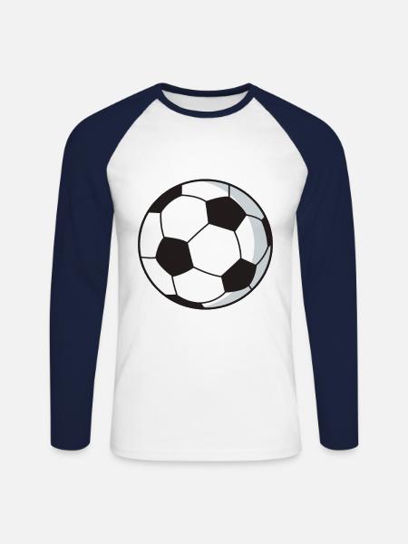 Fußball - Unisex Baseballshirt langarm - Weiß/Navy