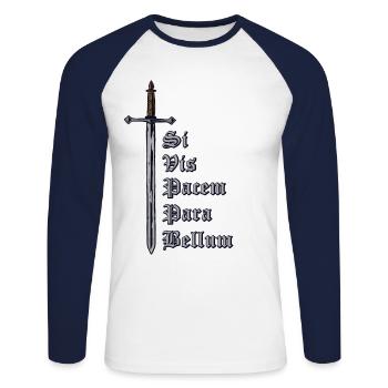 Latin avec épée - Si Vis Pacem Para Bellum - T-shirt baseball manches longues Homme - blanc/marine - Devant - Nik (191cm)