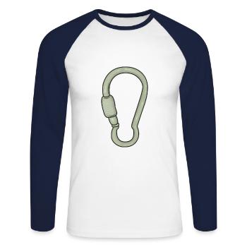 Grimpeur d'escalade mousqueton - T-shirt baseball manches longues Homme - blanc/marine - Devant - Nik (191cm)