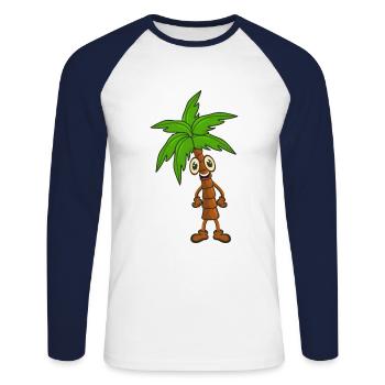 Palm tree - Unisex Long Sleeve Baseball T-Shirt - white/navy - Front - Nik (191cm)