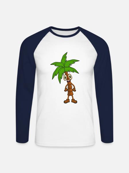 Palm tree - Unisex Long Sleeve Baseball T-Shirt - white/navy