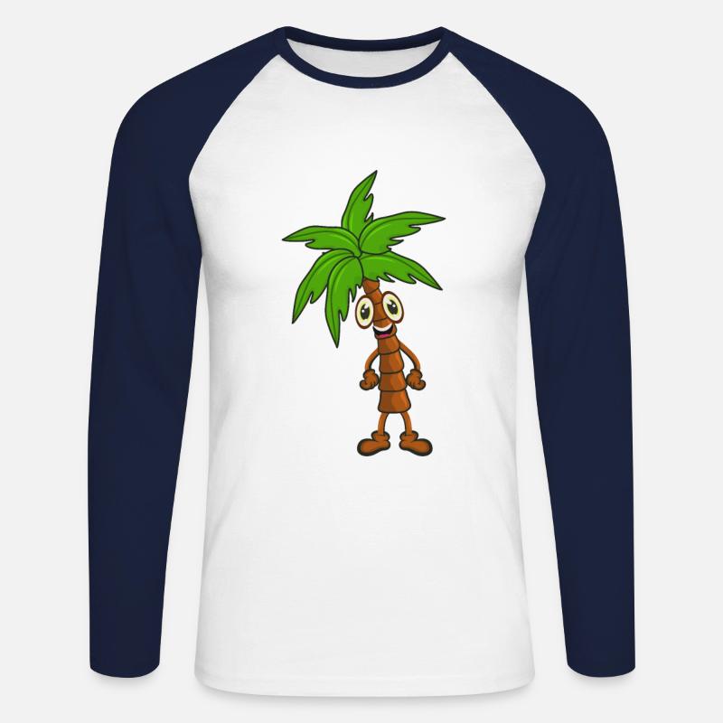 Palme - Unisex Baseballshirt langarm - Weiß/Navy