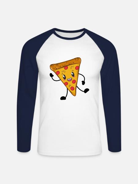 Pizza - T-shirt baseball manches longues Homme - blanc/marine