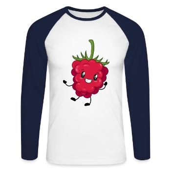 framboise - T-shirt baseball manches longues Homme - blanc/marine - Devant - Nik (191cm)