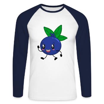 Heidelbeere Blaubeere - Unisex Baseballshirt langarm - Weiß/Navy - Vorne - Nik (191cm)