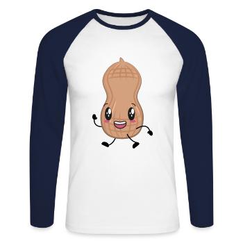 peanut - Unisex Long Sleeve Baseball T-Shirt - white/navy - Front - Nik (191cm)