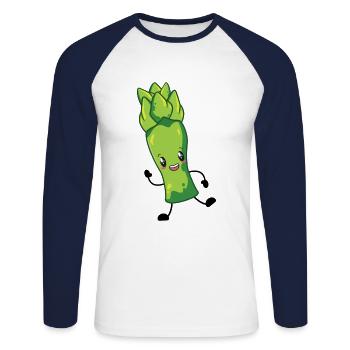 Spargel - Unisex Baseballshirt langarm - Weiß/Navy - Vorne - Nik (191cm)