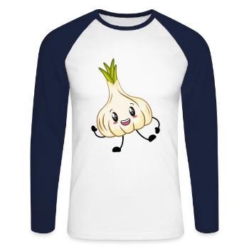 Ail - T-shirt baseball manches longues Homme - blanc/marine - Devant - Nik (191cm)