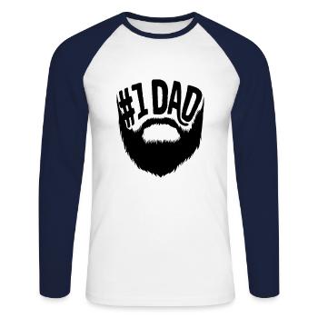Bester Papa - Unisex Baseballshirt langarm - Weiß/Navy - Vorne - Nik (191cm)