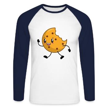 Cookie Keks - Unisex Baseballshirt langarm - Weiß/Navy - Vorne - Nik (191cm)
