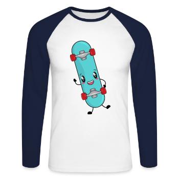 Skater skateboard - Unisex Long Sleeve Baseball T-Shirt - white/navy - Front - Nik (191cm)
