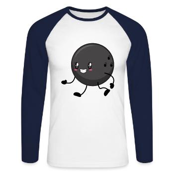 Boule de bowling - T-shirt baseball manches longues Homme - blanc/marine - Devant - Nik (191cm)