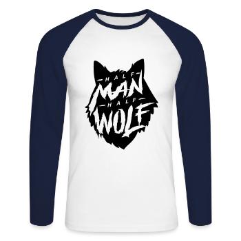 wolf - Unisex Long Sleeve Baseball T-Shirt - white/navy - Front - Nik (191cm)