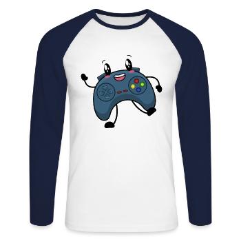 Gaming Controller Gamer - Unisex Baseballshirt langarm - Weiß/Navy - Vorne - Nik (191cm)