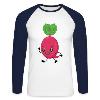 Rote Beete - Unisex Baseballshirt langarm - Weiß/Navy - Vorne - Nik (191cm)
