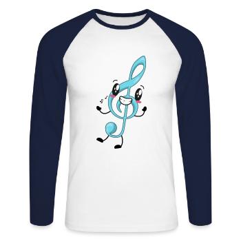 Treble clef music musician - Unisex Long Sleeve Baseball T-Shirt - white/navy - Front - Nik (191cm)