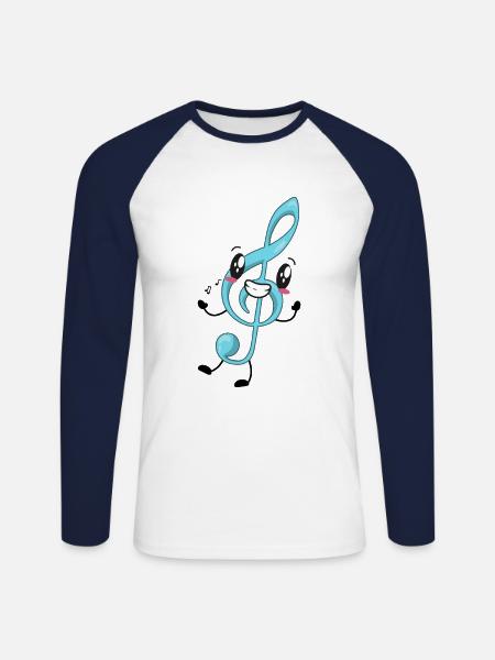 Treble clef music musician - Unisex Long Sleeve Baseball T-Shirt - white/navy