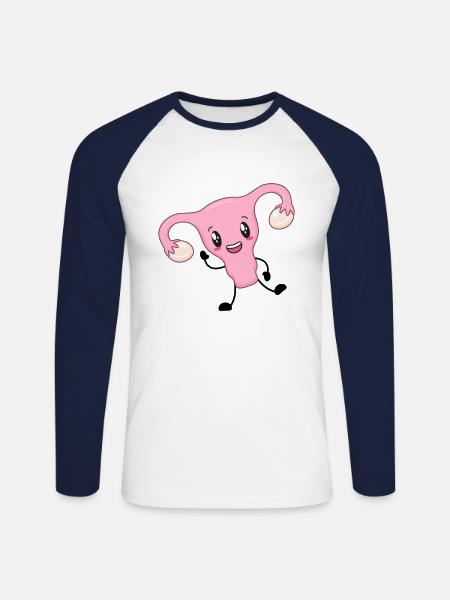 Livmoderen feminisme feministisk - Langærmet herre-baseballshirt - hvid/marineblå