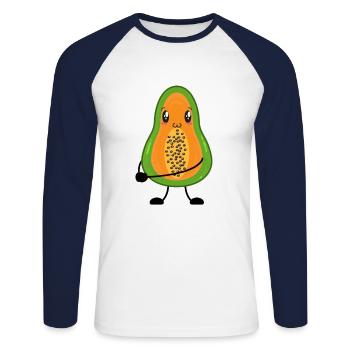 Papaya - Unisex Baseballshirt langarm - Weiß/Navy - Vorne - Nik (191cm)