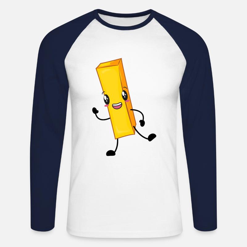 Pommes - Unisex Baseballshirt langarm - Weiß/Navy