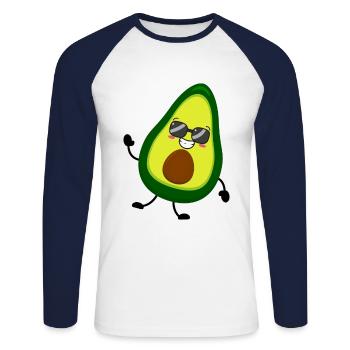 avocado - Unisex Long Sleeve Baseball T-Shirt - white/navy - Front - Nik (191cm)