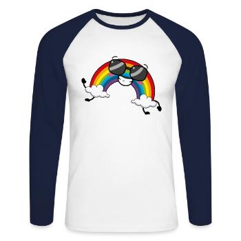 Rainbow - Unisex Long Sleeve Baseball T-Shirt - white/navy - Front - Nik (191cm)