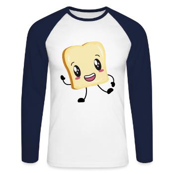 toast - Unisex Long Sleeve Baseball T-Shirt - white/navy - Front - Nik (191cm)