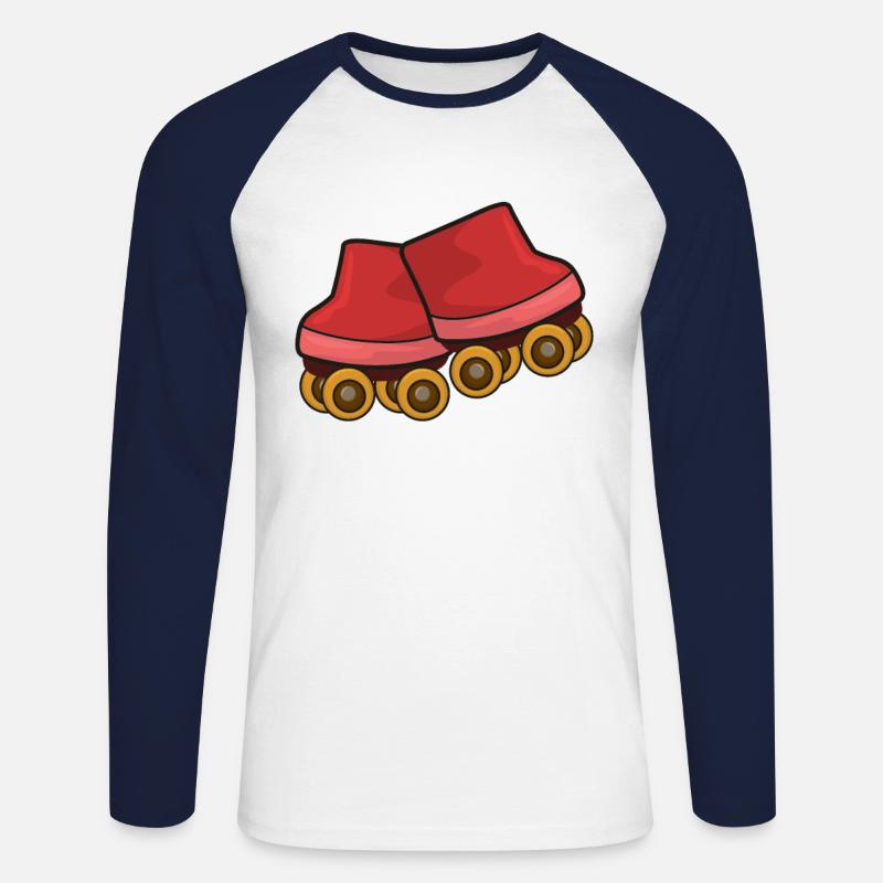 Rollschuhe Rollschuhlaufen - Unisex Baseballshirt langarm - Weiß/Navy
