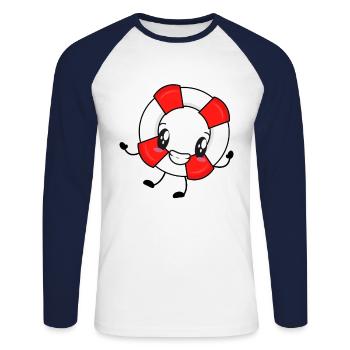 Sauveteur sauveteur sauveteur - T-shirt baseball manches longues Homme - blanc/marine - Devant - Nik (191cm)