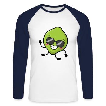 Cool lime - Unisex Long Sleeve Baseball T-Shirt - white/navy - Front - Nik (191cm)