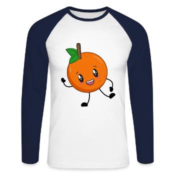 Orange - Unisex Baseballshirt langarm - Weiß/Navy - Vorne - Nik (191cm)
