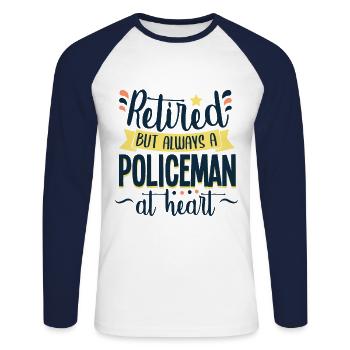 Police Policeman Retired Pensioner - Unisex Long Sleeve Baseball T-Shirt - white/navy - Front - Nik (191cm)