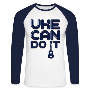 Ukulele - Unisex Baseballshirt langarm - Weiß/Navy - Vorne - Nik (191cm)