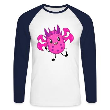 Monstre drôle - T-shirt baseball manches longues Homme - blanc/marine - Devant - Nik (191cm)