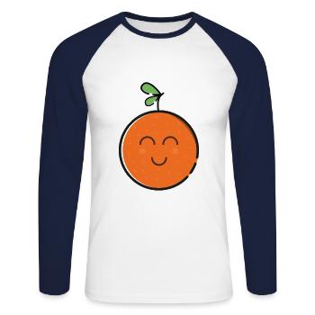 Orange - Unisex Baseballshirt langarm - Weiß/Navy - Vorne - Nik (191cm)