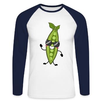 Pois - T-shirt baseball manches longues Homme - blanc/marine - Devant - Nik (191cm)