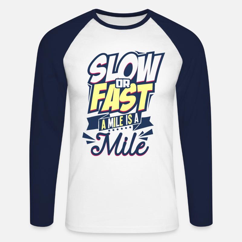 Laufen Marathon Läufer - Unisex Baseballshirt langarm - Weiß/Navy