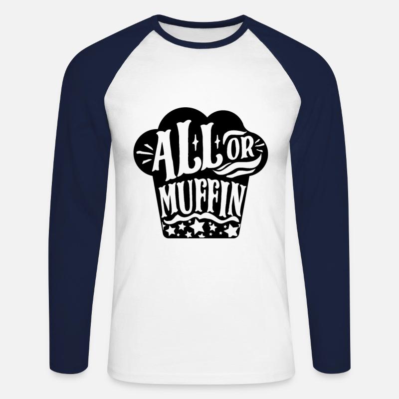 Muffin Backen Bäcker - Unisex Baseballshirt langarm - Weiß/Navy