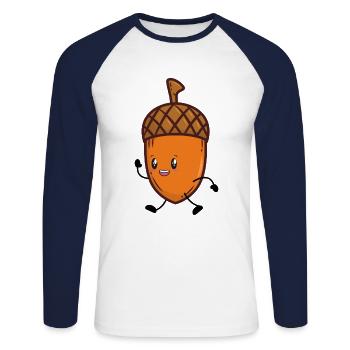 Eiche Herbst Eichel - Unisex Baseballshirt langarm - Weiß/Navy - Vorne - Nik (191cm)