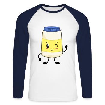 Mayonnaise - T-shirt baseball manches longues Homme - blanc/marine - Devant - Nik (191cm)
