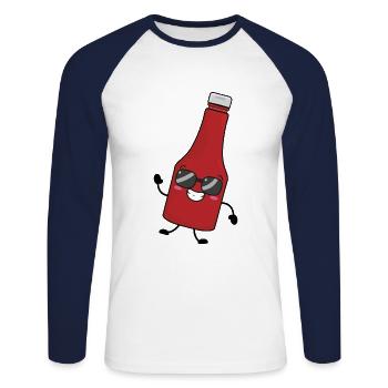 Ketchup - T-shirt baseball manches longues Homme - blanc/marine - Devant - Nik (191cm)