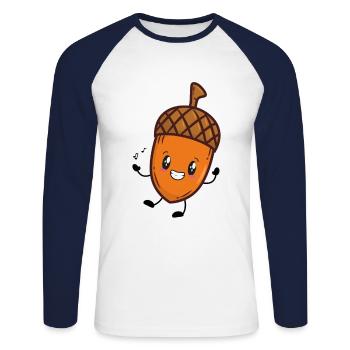 Eichel Herbst Musik Eiche - Unisex Baseballshirt langarm - Weiß/Navy - Vorne - Nik (191cm)