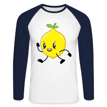 citron - T-shirt baseball manches longues Homme - blanc/marine - Devant - Nik (191cm)