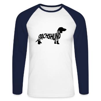 Dackel - Unisex Baseballshirt langarm - Weiß/Navy - Vorne - Nik (191cm)
