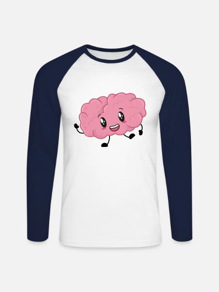 Brain school student smart - Unisex Long Sleeve Baseball T-Shirt - white/navy