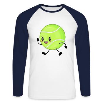 Tennis tennis - Unisex Long Sleeve Baseball T-Shirt - white/navy - Front - Nik (191cm)