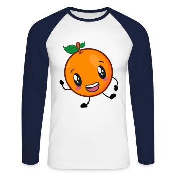 Orange - Unisex Baseballshirt langarm - Weiß/Navy - Vorne - Nik (191cm)