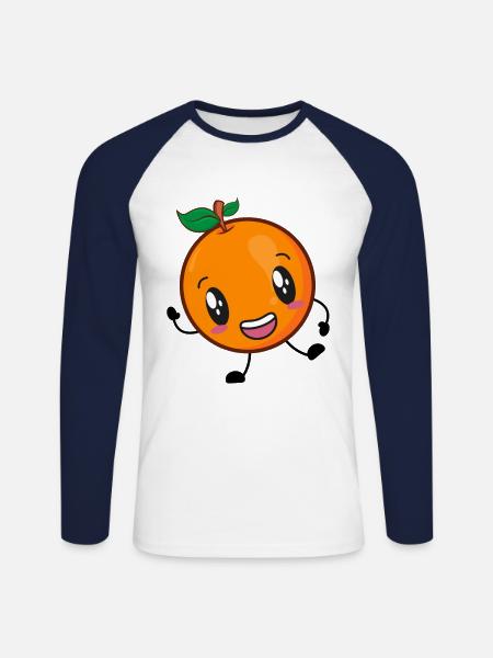 Orange - Unisex Baseballshirt langarm - Weiß/Navy
