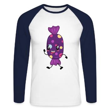 Bonbon - T-shirt baseball manches longues Homme - blanc/marine - Devant - Nik (191cm)